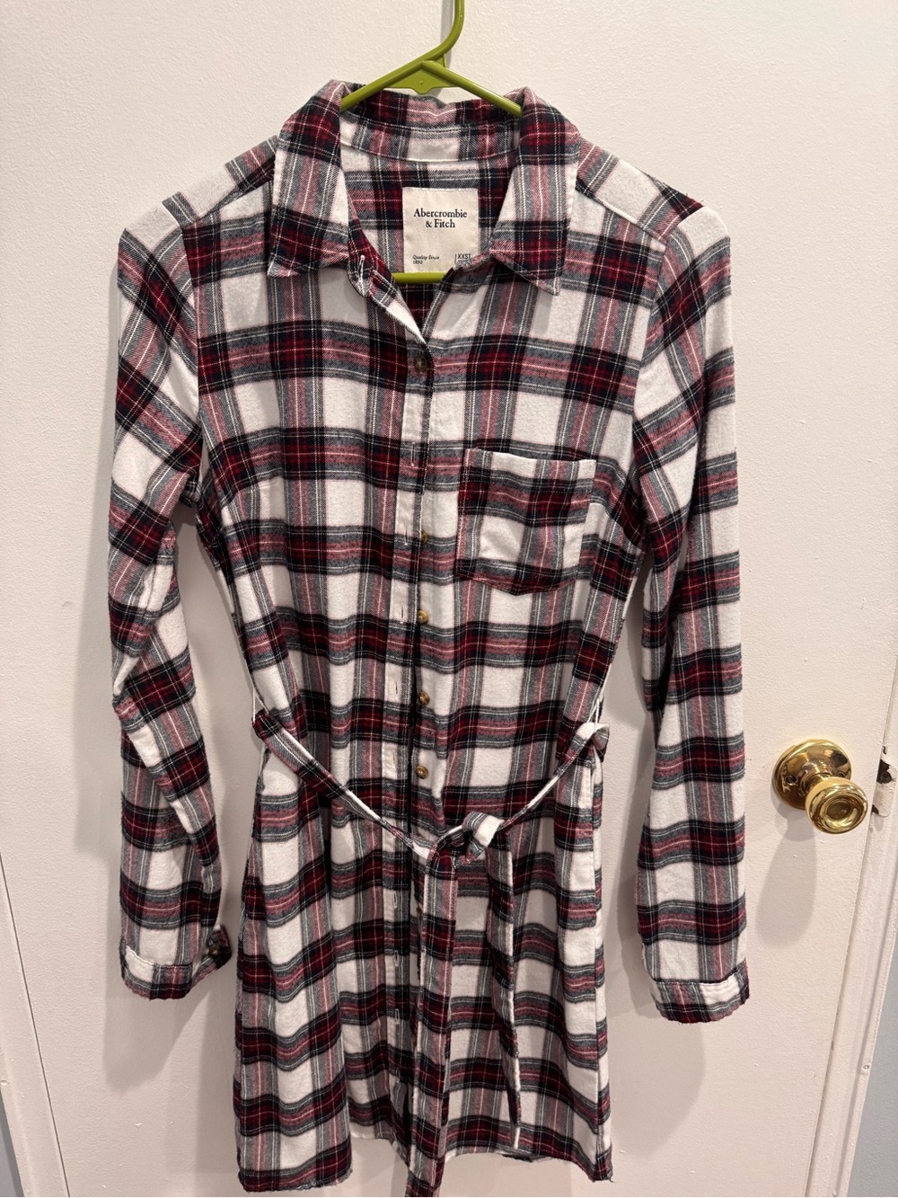 Abercrombie & Fitch White, Black & Red Plaid Mini Dress